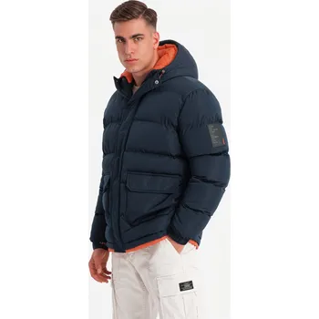 Pánská zimní bunda OMBRE OM-JAHP-0208 NAVY BLUE L