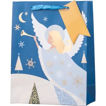 Dárková taška Taška dárková 180x230 mm anděl, bílá, modrá 34 gram