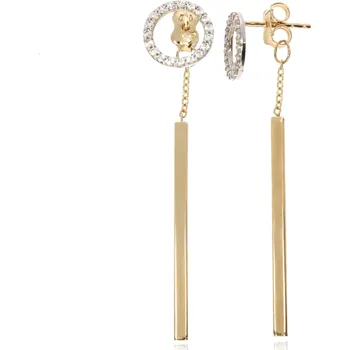 Náušnice Zlatnictví Helios Zlaté visací náušnice kroužek se zirkony