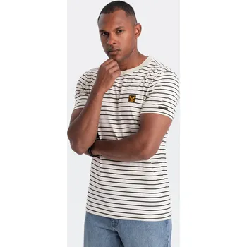 Pánské triko OMBRE OM-TSCT-0183 CREAM AND BLACK L