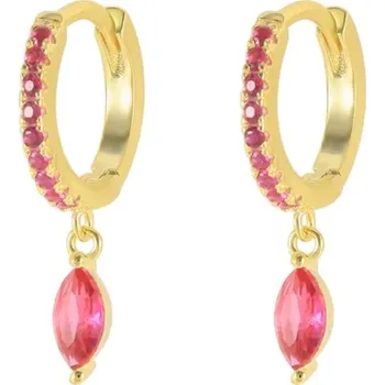 Souprava šperků Atreya Atreya Stříbrná pozlacená kruhová náušnice Zirconia Drop - Hot Pink Množství: 1 pár