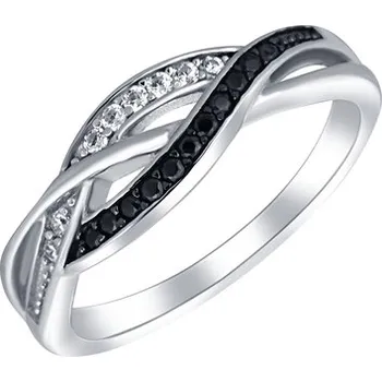 Prsten Zlatnictví Helios Stříbrný prsten s černými zirkony