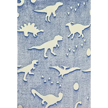 deka Mikroplyšová deka svítící ve tmě 150x200cm - dino bílý na modré