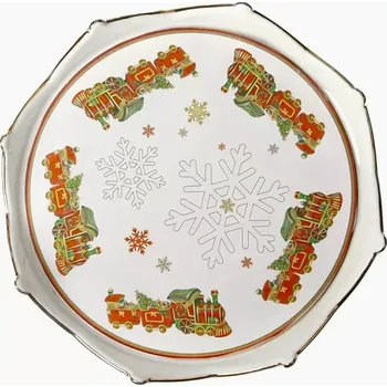 Porcelánový servírovací tác na cukroví CHRISTMAS 17cm Brandani (barva - bílá s motivem)