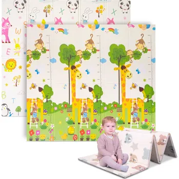 podložka na cvičení inSPORTline Skládací dětská podložka Michlino 150x180x1,2 cm Zvířátka abc/Zvířatka louka