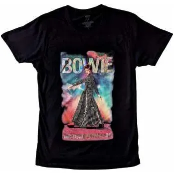 Zahraniční hudba Merch David Bowie: David Bowie Unisex Embellished T-shirt: Moonage 11 Fade (glitter Print) (large) L