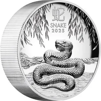 Lunární série III. - stříbrná mince Year of the Snake (Rok hada) 5 Oz 2025 High Relief PROOF
