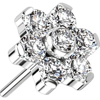 Piercing Atreya Titanová koncovka - bezzávitová květina se zirkony Barva: Čirá