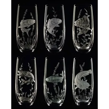 Sklenice skleničky na pivo 6ks Club 350ml s rytinou ryb