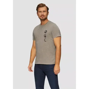 Oblečení a móda s.Oliver pánské triko s krátkým rukávem hnědé s potiskem Velikost: XL