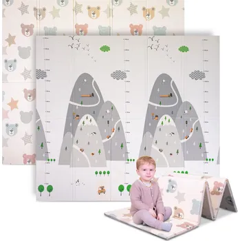 inSPORTline Skládací dětská podložka Michlino 180x200x1,2 cm Hory/Medvídci