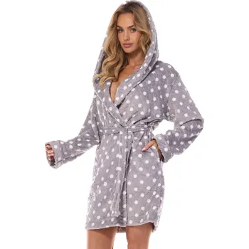 Dámský župan Dámský krátký župan L&L 2205 Dots XL Šedá