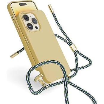 Pouzdro na mobilní telefon Epico silikonový kryt se šňůrkou pro 14 Plus (6,7") - písková
