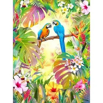 Diamantové malování Diamantové malování/Huacan - Papoušci v barevné zahradě