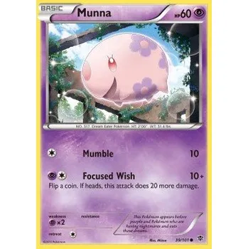 Karetní hra Pokémon PLB 039/101 Munna - Plasma Blast Stav: Excellent, Verze: NORMAL