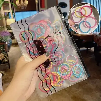 Barevné elastické gumičky do vlasů pro děti | dívčí doplňky | vlasové gumičky 100 ks - jasný