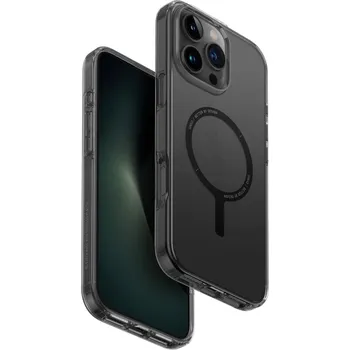 Pouzdro na mobilní telefon UNIQ Clario MagClick charging ochranný kryt na iPhone 16 Pro Max, Smoke