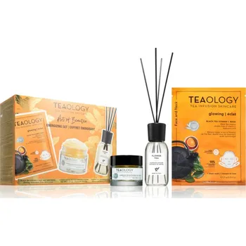 Pleťová maska Teaology Kombucha Teaology Anti-Age Kombucha Revitalizing Face Cream revitalizační krém na obličej 50 ml + Teaology Kombucha Black Tea Vitamin C Mask plátýnková maska s vitamínem C 21 g + Teaology Flower Tea Fragrance Diffuser 125 ml