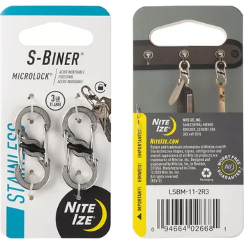 pomocná karabina Nite Ize S-Biner MicroLock #2 stříbrná (2ks) (Karabiny Nite Ize S-Biner MicroLock #2 stříbrná (2ks))