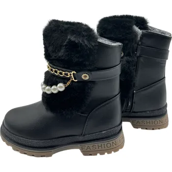 Dámské kozačky Dětské zimní kozačky černé A-19 Velikost: 34