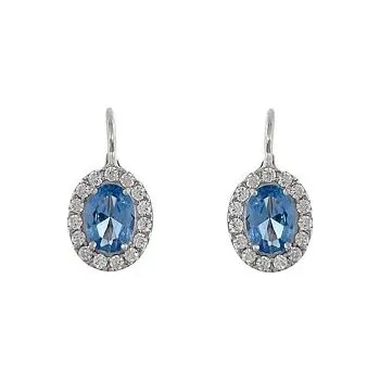 Náušnice Stříbrné náušnice ovály s modrými zirkony