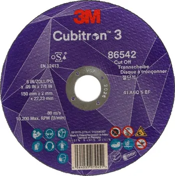 Brusný kotouč Řezný kotouč 150 x 2,0 x 22,23 mm zrnitost 60+ 3M Cubitron 3 typ T41, 86542