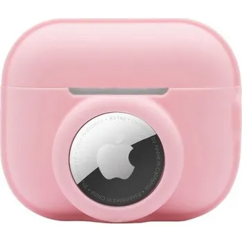 Pouzdro na mobilní telefon 2v1 silikonový ochranný obal pro AirPods Pro 2 / AirTag - růžový