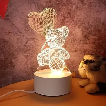 Lampička Dekorace do bytu | LED noční světlo, 3D lampa - 31,USB teplé světlo