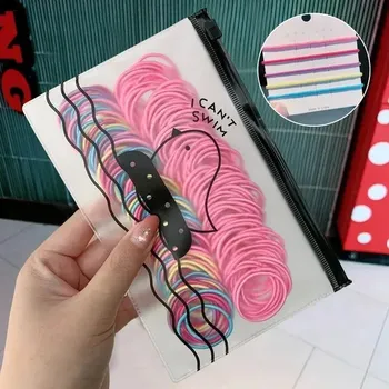 Barevné elastické gumičky do vlasů pro děti | dívčí doplňky | vlasové gumičky 100 ks - růžová světlá