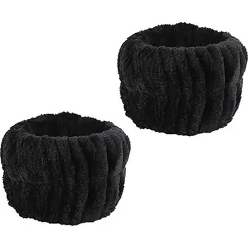 Čelenka Retro látková čelenka na make-up | vlasový doplněk, čelenka pro ženy - černý pásek na zápěstí