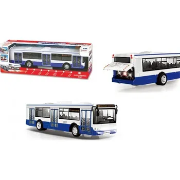 autíčko Autobus česky mluvící plast 28cm modrý volný chod na bat. se světem se zvukem v krab. 33x11x10cm