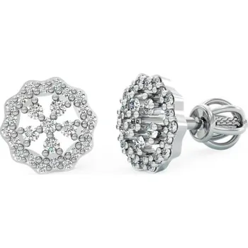 Náušnice Couple, Něžné peckové náušnice Liora, bílé zlato se zirkony, 585-66-3-0444.1B00.0.00.001.05