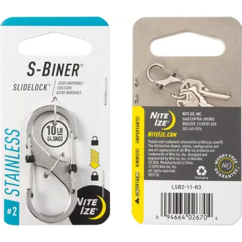 pomocná karabina Nite Ize S-Biner SlideLock #2 stříbrná (Karabina Nite Ize S-Biner SlideLock #2 stříbrná)