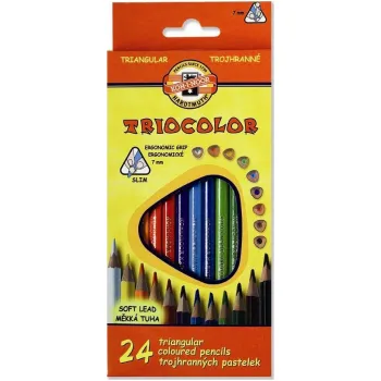 Pastelky Koh-i-noor Triocolor slabé / trojhranné / 24ks