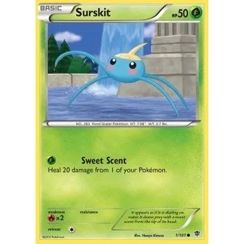 Karetní hra Pokémon PLB 001/101 Surskit - Plasma Blast Stav: Near Mint, Verze: NORMAL
