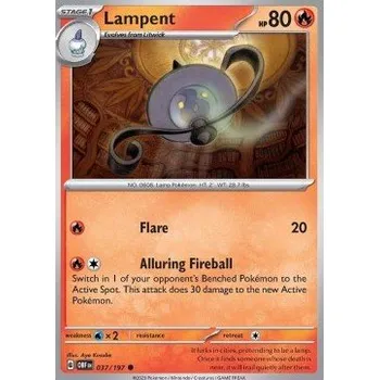 Volný čas Pokémon OBF 037/197 Lampent - Obsidian Flames Stav: Near Mint, Verze: NORMAL