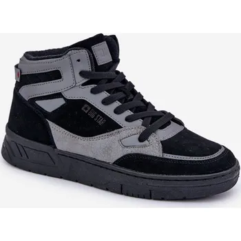 Pánská běžecká obuv Semišové Pánské Tenisky Big Star OO174303 Hi-Poly System Černo- Barva: Černá, Velikost: 43