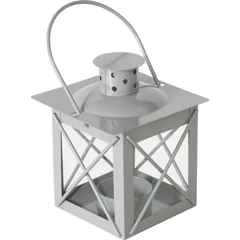 Svícen Boltze Home Lucerna na čajovou svíčku, kovová rukojeť, FAROL, světle šedá