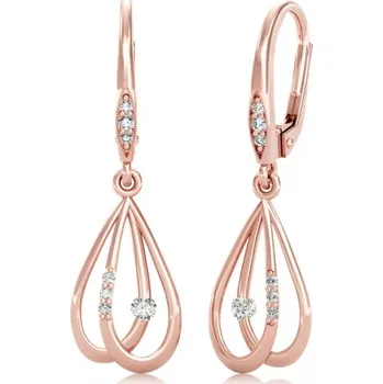 Šperk Couple, Visací náušnice Larme v růžovém zlatě se zirkony, 585-66-3-0334.4C00.0.00.001.10