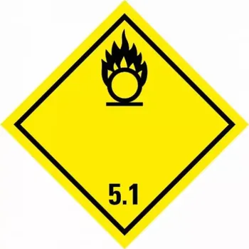 Značení ADR NÁLEPKA SAMOLEPÍCÍ - TŘÍDA 5.1 LÁTKY PODPORUJÍCÍ HOŘENÍ (10 x 10 CM) OZN. 29005