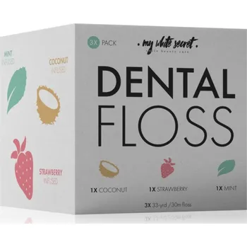 Zubní nit My White Secret Dental Floss dentální nit Coconut, Mint, Strawberry 3 ks