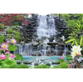 Diamantové malování Diamantové malování/Huacan - Kamenný vodopád a květy