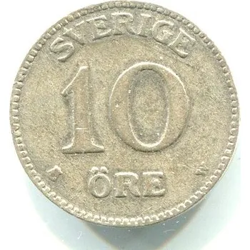 ŠVÉDSKO. 10 öre 1919. Ag.