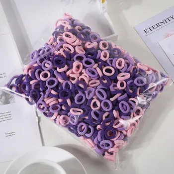 Barevné elastické gumičky do vlasů pro děti | dětské vlasové gumičky | vlasové doplňky 100 ks - fialová smíšená