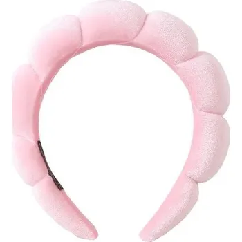 Čelenka Retro látková čelenka na make-up | vlasový doplněk, čelenka pro ženy - pleuche-světle růžová