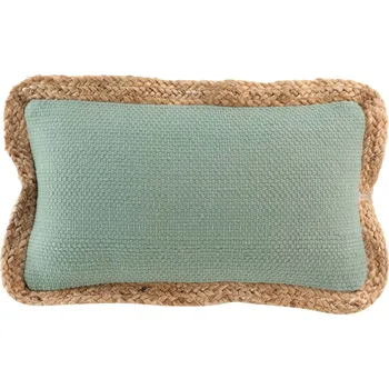 Polštář Douceur d'intérieur Dekorční polštář s jutovým lemem 30 x 50 cm, zelená barva