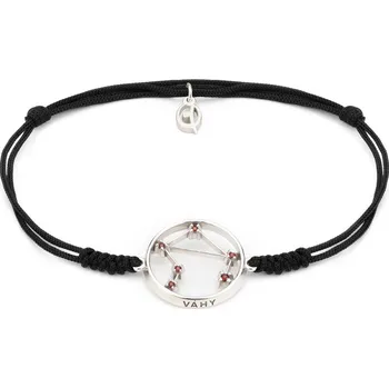 Náramek Stříbrný náramek Shamballa s českým granátem, rhodiovaný - zvěrokruh, váhy