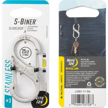 pomocná karabina Nite Ize S-Biner SlideLock #3 stříbrná (Karabina Nite Ize S-Biner SlideLock #3 stříbrná)