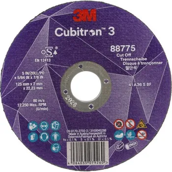 Brusný kotouč Řezný kotouč 125 x 2,0 x 22,23 mm zrnitost 36+ 3M Cubitron 3 typ T41, 88775