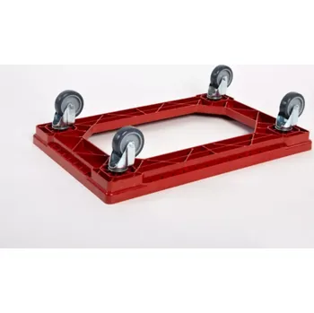 Plošinový vozík PLASTOVÝ VOZÍK S POLYURETANOVÝMI KOLY O PRŮM. 75 MM, ROZM. 610 X 410 X 120 MM ČERVENÝ, NOSNOST 180KG